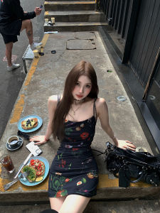 Tongiiuu Vintage Floral Print Halter Dress Womens A-Line Mini Skirt Slimming Waist Cinch Spring Summer Short Sleeveless