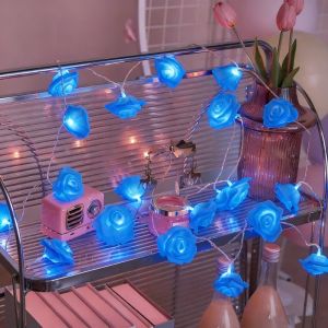 20 LEDs Rose Flower LED String Lights Battery Powered Wedding Party Fairy Light Mothers Day Home Bedroom Decoration Lamp