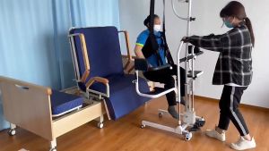 Electric & Automatic Joystick Lift Wheelchair Height Adjustable Transfer Chair With Top Hoisting Set For Disabled People / Patient