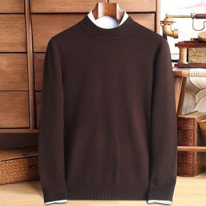 ROMON | Loose Fit Round Neck Knitwear Red Color Mens Fashion City Style Winter Sweater Long Sleeve Thermal Comfortable Casual Wear