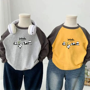 Cute Crayon Xiao Xin Childrens Long Sleeve T-Shirt New Pure Cotton Loose Casual Shoulder Insert Shirt Color Block T-shirt