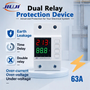 jiu ji | JIUJI JJVAPD1-63D Dual Relay Protection Device Adjustable Voltage Current L+N Double Break Overvoltage Undervoltage Protector