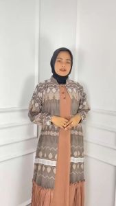Gamis Lebaran Idul Fitri 2024 Miskha Bahan Crinkle MIx Plisket Dress Wanita Jumbo Wanita Kekinian