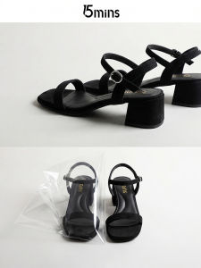 15MINS | 15mins Comfort French Design Beautiful Black Square Toe Fall New Style Heeled Sandals