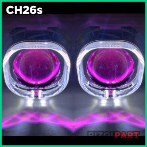 Paket komplit Biled projektor Venus V3 double laser 3 inci lensa ungu sepasang