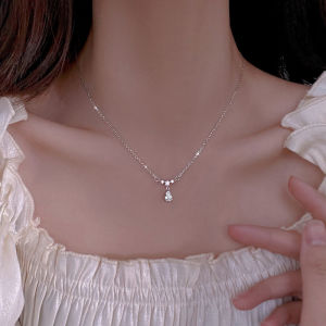 Beauty Woman 18K Gold Water Drop Necklace Korean Original Zircon Pendant Clavicle Chain For Women Girlfriends Gifts
