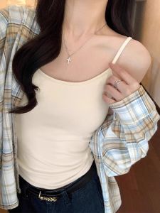 Áo Ba Lỗ Nữ Dáng Ôm Có Đệm Ngực Có Thể Tháo Rời Áo Ba Lỗ Một Mảnh Mùa Hè 2025 Áo Khoác Ngoài Cổ Chữ V Hở Lưng