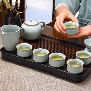 ชุดชงชา รูปทรงนกหงส์ กาน้ำชา พร้อมที่กรองชา ชุดน้ำชา ชู่ช่วยชาทรงกระบอกไม้ไผ่ ชุดชงชาจีน กล่องของขวัญสวยงาม