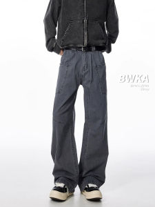 BWKA American Retro Workwear Denim Pants Loose Straight Leg Trousers for Men And Women Autumn Trendy Brand Casual Loose Jeans