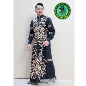 Baju Batik Pria Dewasa Batik Pria Lengan Panjang Lengan pendek Setelan Sarung Celana Batik Pria Murah Terbaru Casual Formal Full Furing Promo Batik Wisanggeni Solo Motif Daun Cengkeh Hitam