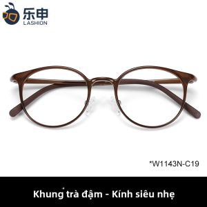 lashion | Mắt Kính Tròn Nhẹ Chống Ánh Sáng Xanh Màu Trà