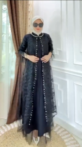 Baju Gamis Burgundy Terbaru 2025 Gamis Kondangan Mewah Elegan Tille Mix Brukat Full Puring Gaun Pesta