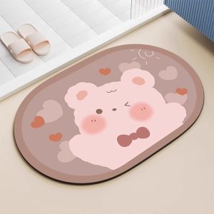 Water Absorbent Non-Slip Bathroom Mat Cartoon Home Use Toilet Entrance Mat Bathroom Carpet Foot Pad Cartoon Anime Style