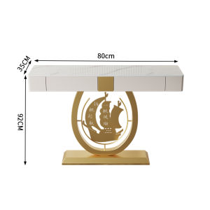 Modern Minimalist Entryway Half Round Table With Drawers