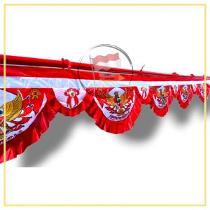 Bendera Background Semi Bunga Garuda Merah Putih Panjang 8 Meter