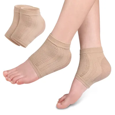 2PCS Gel Silicone Heel Protector Sleeve Heel Pads Heel Cups Plantar Fasciitis Support Feet Care Repair Cushion Half-yard Socks