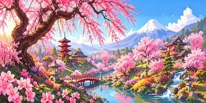 HUACAN Cross Stitch Kits Landscape Nature Needlework DMC 11CT Home Decor Embroidery Sets Rose Flower Cherry Blossom Crafts