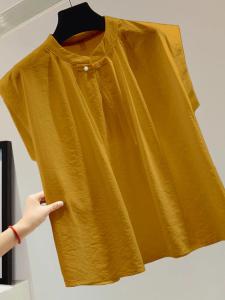 Womens Loose Sleeveless Chiffon Shirt Vintage Button-Up Top Short Style Multi-Piece Set Summer New Arrival Warm Control