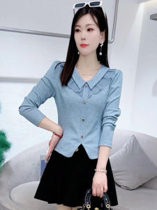 Fashionable Ruffle under Shirt Womens Slim Fit Long Sleeve T-Shirt Elegant Design Versatile Style Sweet Style Summer Collection