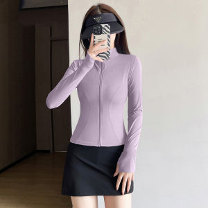 Womens Yoga Fitness Sports Jacket Long Sleeve Pilates Training Clothes Winter Running Outerwear Moisture Wicking Zipper Detail