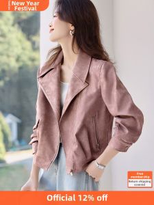 MOHANYIMEI | Trendy Turn-Down Collar Motorcycle Jacket Womens Short Coat