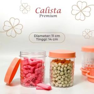 Toples Kue Set 5 Dengan Wadah Putar / Toples Crystal Cantik / Toples Kue