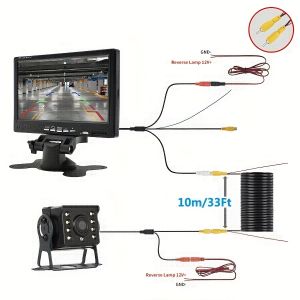17.78cm Monitor Wired Heavy-Duty CCD Rear View Camera with 8 Leds And a 10-Meter RCA Cable for Reversing in Motorhomes