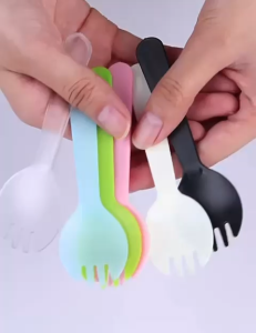 [10 PCS] Sendok Garpu 2 in 1 / Spork Plastik / Sendok Garpu Kecil Mini Spork Dessert Spoon