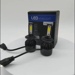 1 pair of LED car headlights warm white light. Black shell S2 10000LM car LED headlights H4 H1 H7 H8 H9 H11 H16 9005 HB3 9006 HB4 3000K 4300K 6000K 8000K