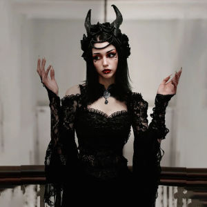 Gothic Lace Bolero Jacket Dark Style Sleeveless Top Womens Fashion Summer 2023 Stage Costume Traditional Chinese Clothing