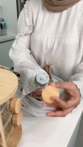 Storix Wooden 12/16/20 pcs Spice jar set Seasoning Bottles Set Multi Glass Bottle 360 Rotation Spice Jar Rack