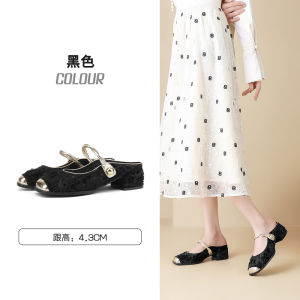 Daphne Womens Summer Outdoor Wear Head Covering Sandals New Chinese Style Low Heel Fashionable Slip-On Casual Slipper