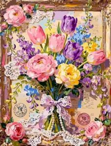 BILIBILI | DIY Digital Oil Painting Paint By Numbers Flower Bouquet Pattern Canvas Hand Painted Artwork for Home Decoration Festival Gift
