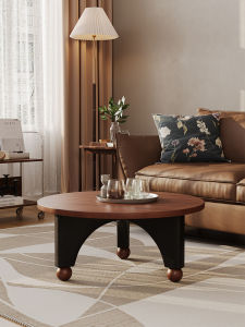 French Vintage Solid Wood Coffee Table Wabi-Sabi Style Living Room Home Use Small Apartment Mid-Century Modern Sofa Side Table