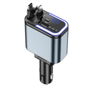 5 In 1 Retractable USB C Car Charger 180W Car Fast Charging Adapter With Atmosphere Lights For IPhoneiPadAndroid
