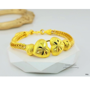 สร้อยข้อมืองานหุ้มทองคำแท้ 24k หนาพิเศษ สวยเทียบทองแท้ ไม่ลอกไม่ดำ