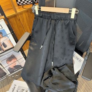 Fashionable High Waist Straight Leg Pants Womens Summer Thin Casual Print Loose Fit Trousers Korean Style Light Pink