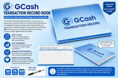 Gcash Transaction Record Book A5 size 50 & 100 leaves FRONT PRINT ONLY NOT BACK TO BACK