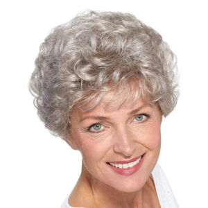Wig 4 inch beige European and American middle-aged womens daily short hair wig headgear