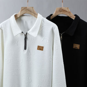 เสื้อสเวตเตอร์คอโปโลแขนยาวหลวมๆ สำหรับผู้ชาย ฤดูใบไม้ผลิและฤดูใบไม้ร่วง แฟชั่นลำลอง ลายปัก ทรงหลวม ทรงหลวม ทรงหลวม