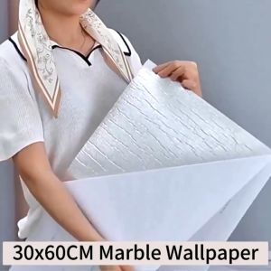 100PCS Marble Wallpaper adhesive Waterproof decor wall PVC 30×60cm printed wallpaper goods in stock