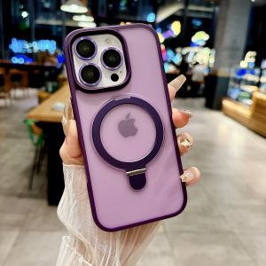 Matte Color Lens Protection Magnetic Charge Case Stand For Magsafe iPhone 17 Air 16 PM 15 Plus 14 13 12 11 Pro Max Phone Cover