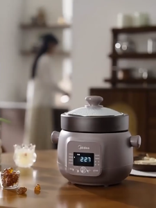 Midea Electric Stew Pot 2L Household Electric Casserole Fully Automatic Soup Cooking Baby Food Supplement Ceramic Congee Cooking Pot Purple Clay Pot Birds Nest Stew Cup MD-DGE2056