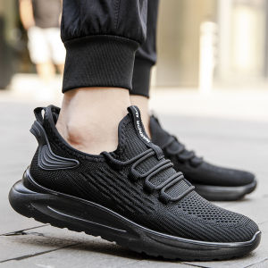 Giày Chạy Bộ Nam Lưới Chống Trượt Chống Mài Mòn Mùa Xuân Thu Làm Việc Thường Ngày Giày Thể Thao Màu Đen Toàn Bộ Thoáng Khí