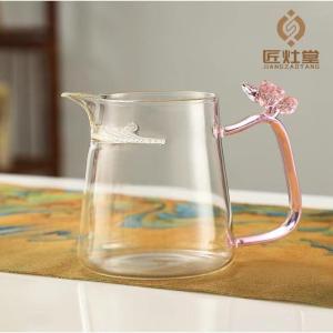 ชามชาแบบมีลายผีเสื้อความจุขนาดใหญ่แบบโปร่งใสชามชาแบบมีลายเดือนแหวนสำหรับผู้ดื่มชาที่เป็นมิตรกับธรรมชาติ