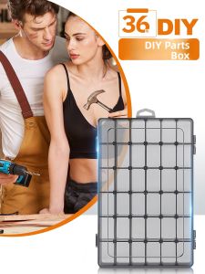 WINHUNT | Plastic Parts Organizer Box Transparent Multi-Compartment