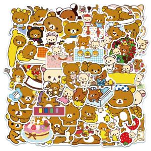 50pcs Kawaii Rilakkuma Bear Cute Cartoon Stickers For Guitar DIY TOY Bicycle Skateboard Laptop Luggage Decor