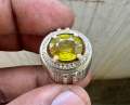 Batu Sphene Natural Sphene Greenish Yellow rainbow sphene MEMO GRI CT 3.76 Dim 10.85x8.77x5.07mm. 