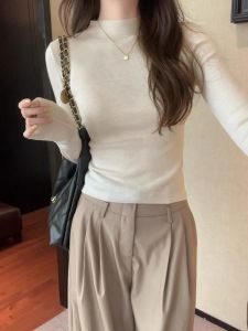 Slim-fit High-neck Knitted Pullover Women Sweater