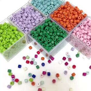 6x5mm 50/100pcs Acrylic Solid Color Cylindrical Decorative Bead For Diy Making Bracelet Handmade DIY Accessories